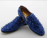 High Quality Blue Black Spike Shoes For Men Slip-on Sapatilhas Low Heeled Men Loafers