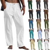 Cotton Linen Large Size white Straight trousers