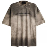 Washed Letter Print Patchwork Vintage T-shirt