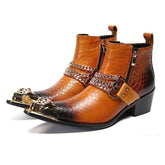 Ankle Boot Genuine Leather Mens Chelsea Crocodile Pattern