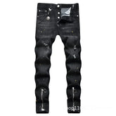 Cotton Skinny Denim Holes Jeans