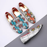 Classic Snake Pattern Loafers Breathable Leather Men's Footwear