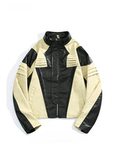 Pleated Motorcycle Leather Jacket