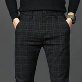 Plaid Trousers Slim Pants Gray Stripe