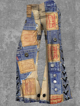 High Waist Pattern Print Flare Leggings Bodycon Pants Slim Trousers