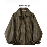 Vintage Distressed Brown Leather Jacket