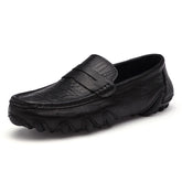 Moccasins Italian Black Genuine Leather Loafers Shoes
