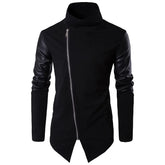 Cotton Neck Slim Fit Knitted Shirt with Leather Knitted Sweater