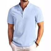 High-end Embroidered Cotton and Linen Striped Breathable T-shirt