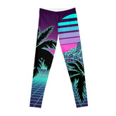 Retro 80s Outrun style grid print Leggings jogging pants