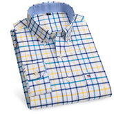 100% Pure Cotton Oxford Long Sleeve Plaid Shirt