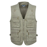 Sleeveless Cotton Vest with Many 16 Pockets Waistcoat