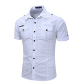 100% Cotton Cargo Shirt Short Sleeve Shirts Multi Pocket