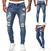Cotton Stretchy Ripped Skinny Jeans Slim Fit Denim Pants