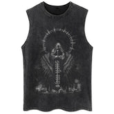 100% Cotton Vintage Punk Rock Sleeveless Tshirts Gothic Vests