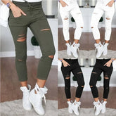 Ripped Jeans Trousers Stretch Pencil Pants Leggings