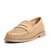 Mesh with leather Loafers Slip On Penny Loafers Hollow Out Breathable Slip On Flat Shoes