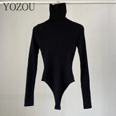 Cotton BTurtleneck Solid Knitwear Knitted Bodysuits
