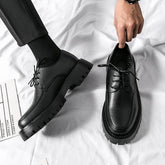 Thick Platform Black Leather Loafers Shoes