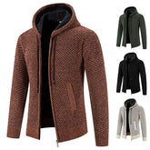 Fleece-lined Knitted Top Cardigan Jacket Hooded Pullovers