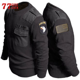 Military Sweater 100% Cotton Round Neck Tactical Knitted Pullover Vintage US Air Force Patch Casual Knitwear