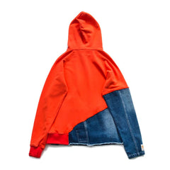 Vintage Denim Patchwork Jackets Hooded Coat