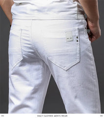 White Jeans Fashion Casual Classic Style Slim Fit Soft Trousers