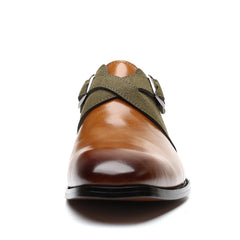Cross tied double buckle footwear plus size male loafer trendy mix coluor shoe