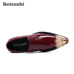 Leather Gold Metal Tip Business Wine Red