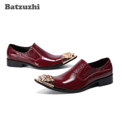 Leather Gold Metal Tip Business Wine Red