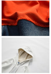 Vintage Denim Patchwork Jackets Hooded Coat