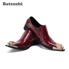 Leather Gold Metal Tip Business Wine Red