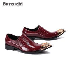 Leather Gold Metal Tip Business Wine Red