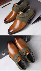 Cross tied double buckle footwear plus size male loafer trendy mix coluor shoe