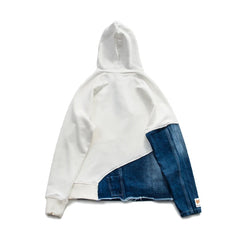 Vintage Denim Patchwork Jackets Hooded Coat