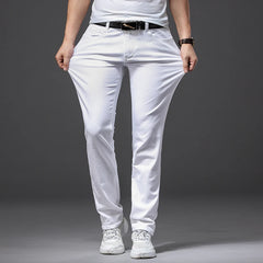 White Jeans Fashion Casual Classic Style Slim Fit Soft Trousers
