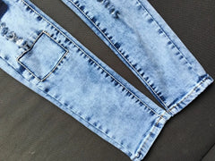 Low Waist Sky Blue Patchwork Skinny Tights Women Pencil Jeans