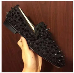 High Quality Blue Black Spike Shoes For Men Slip-on Sapatilhas Low Heeled Men Loafers