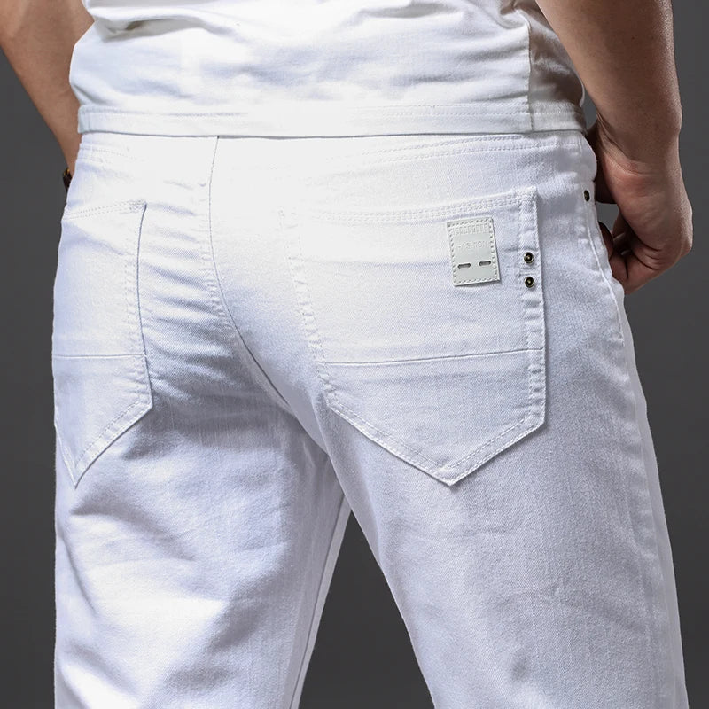 White Jeans Fashion Casual Classic Style Slim Fit Soft Trousers