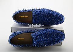 High Quality Blue Black Spike Shoes For Men Slip-on Sapatilhas Low Heeled Men Loafers