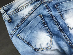Low Waist Sky Blue Patchwork Skinny Tights Women Pencil Jeans