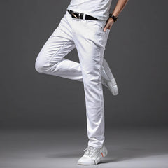 White Jeans Fashion Casual Classic Style Slim Fit Soft Trousers