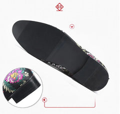 Embroidered Floral Loafers Men Smoking Slippers British Style