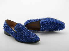 High Quality Blue Black Spike Shoes For Men Slip-on Sapatilhas Low Heeled Men Loafers