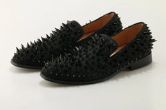 High Quality Blue Black Spike Shoes For Men Slip-on Sapatilhas Low Heeled Men Loafers