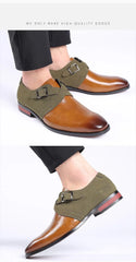 Cross tied double buckle footwear plus size male loafer trendy mix coluor shoe