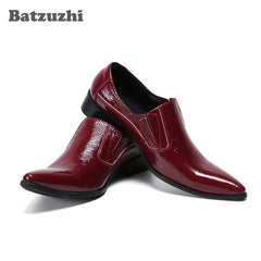 Leather Gold Metal Tip Business Wine Red
