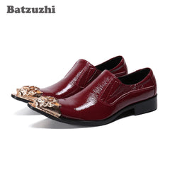 Leather Gold Metal Tip Business Wine Red