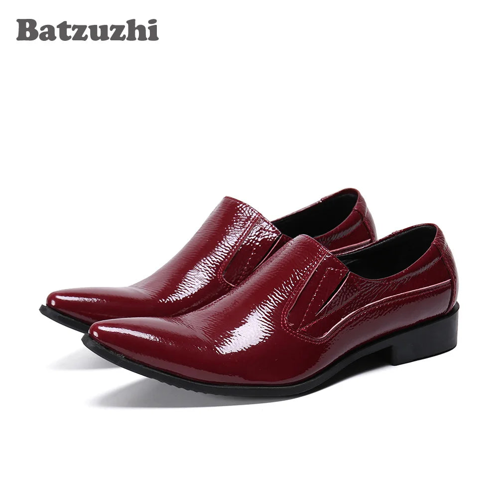 Leather Gold Metal Tip Business Wine Red