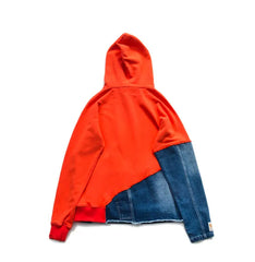 Vintage Denim Patchwork Jackets Hooded Coat